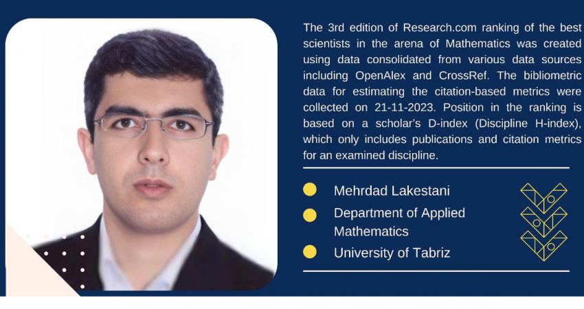 انتخاب دکتر مهرداد لکستانی به عنوان یکی از ریاضیدانان برتر